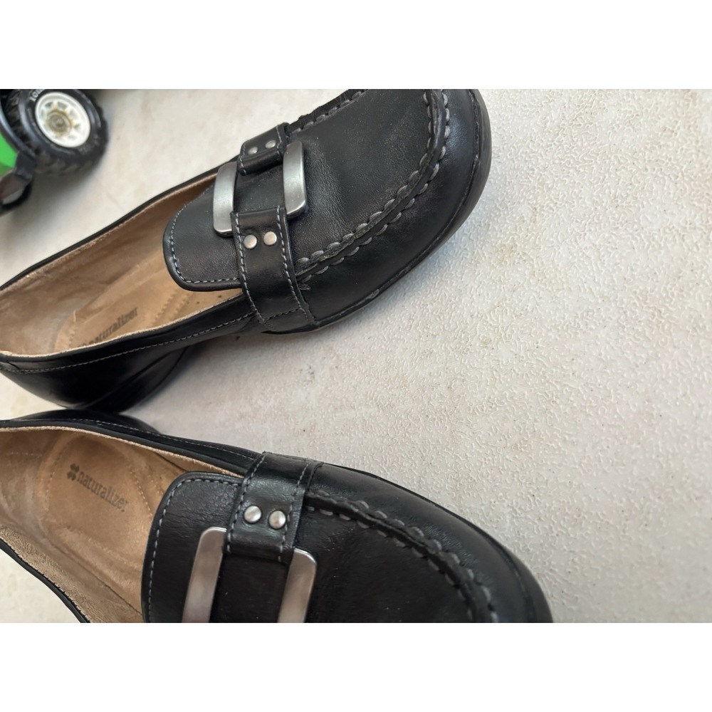 Naturalizer Black Leather Slip-On Loafers - Picture 4 of 6